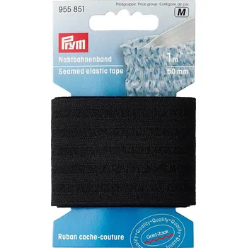 PRYM Pruženka prošívaná, 50 mm, černá, 1 m