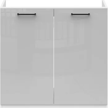 BRW Junona Line Tafla dřezová skříňka BBL DK2D/80/82, bílá/bílá/světle šedý lesk