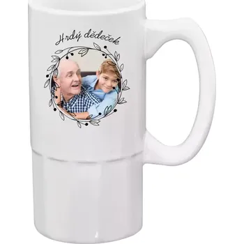 Sklenice Půllitr bílý vysoký Hrdý dědeček