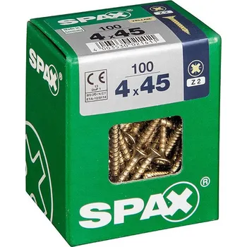Vrut Spax Yellox Univerzální vrut, ø 4 × 45 mm, drážka: PZ 2, 100 ks 4081020400457