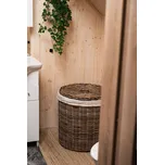 Vingo Ratanový koš na prádlo s víkem, kulatý - šedý Rozměry (cm): průměr 53 v. 57