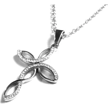 Náhrdelník Steel Jewelry Náhrdelník kříž z chirurgické oceli NH500420 dárkové balení zdarma