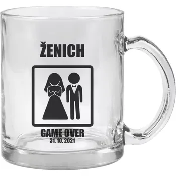 Hrnek 330 ml - skleněný Game over - ženich s datem