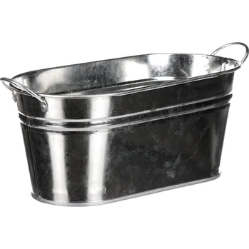 Stojan na květiny Autronic Obal na květiny - truhlík, zinkový, stříbrná barva KK074