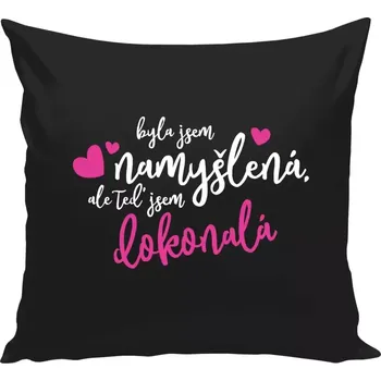 Polštář Polštář černý 40x40 cm Byla jsem namyšlená