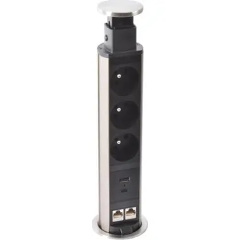Elektrická zásuvka Výsuvný sloupek Incara Tower 60 3x zásuvka 230V, USB A+C, 2xRJ45 Cat.6 FTP Legrand 654971