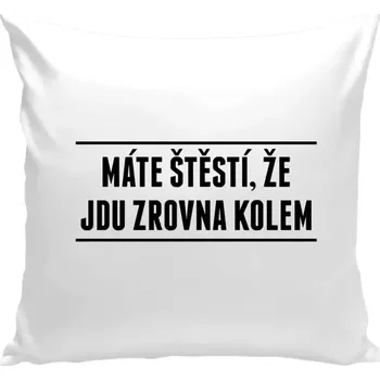 Polštář Polštář bílý 40x40 cm Máte štěstí, že jdu zrovna kolem