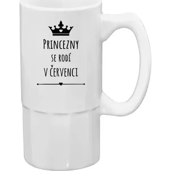 Sklenice Půllitr bílý vysoký Princezny se rodí v ...