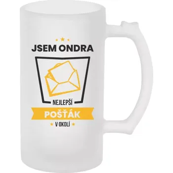 Sklenice Půllitr skleněný matný Nejlepší v okolí - pošťák