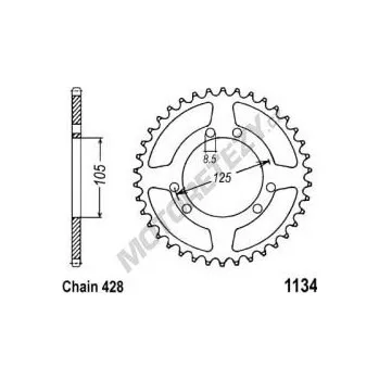 Řetězová sada pro motocykl Rozeta DERBI 125 Derbi Senda SM (04-07) rok 04-07