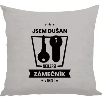 Polštář Polštář lněný 40x40 cm Nejlepší v okolí - zámečník