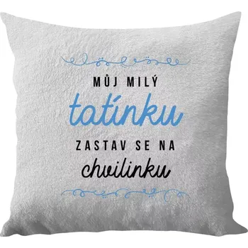Polštář Polštář bílý 40x40 cm - dlouhý chlup Můj milý tatínku, zastav se na chvilinku