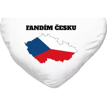Polštář Polštář srdce 40x35 cm Fandím Česku - vlajka ve tvaru ČR