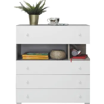 Komoda Meblar Dětská komoda Sigma SI11, beton/bílý lux/dub