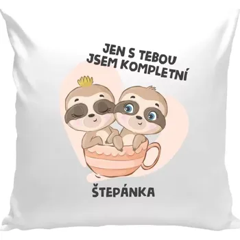 Polštář Polštář bílý 40x40 cm Jen s tebou jsem kompletní