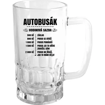 Sklenice Půllitr pro autobusáky - Hodinová sazba - autobusák - čirý