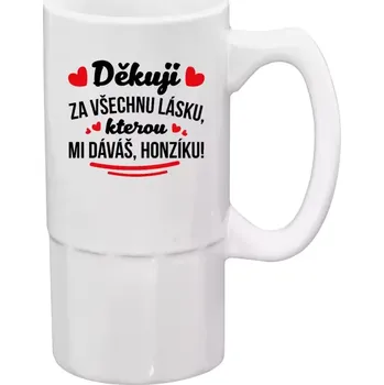Sklenice Půllitr bílý vysoký Děkuju za všechnu lásku, kterou mi dáváš!