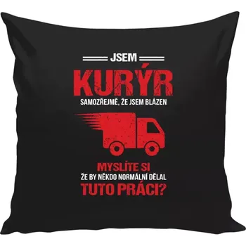 Polštář Polštář černý 40x40 cm Samozřejmě, že jsem blázen - kurýr