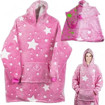 Dámská mikina Deka s rukávy a kapucí svítící ve tmě - více barev - Deka s rukávy a kapucí svítící ve tmě - růžová