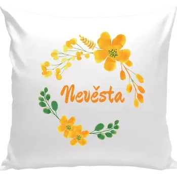 Polštář Polštář bílý 40x40 cm Nevěsta - žluté květiny