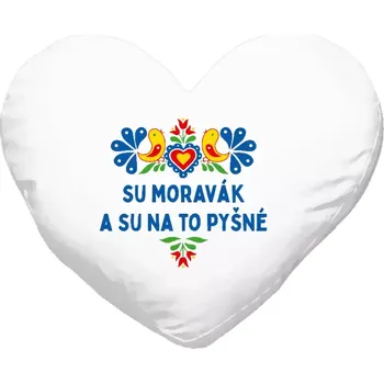 Polštář Polštář srdce 40x35 cm Su Moravák a su na to pyšné.