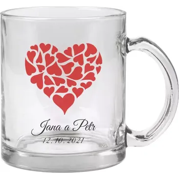 Hrnek 330 ml - skleněný Srdce se jmény