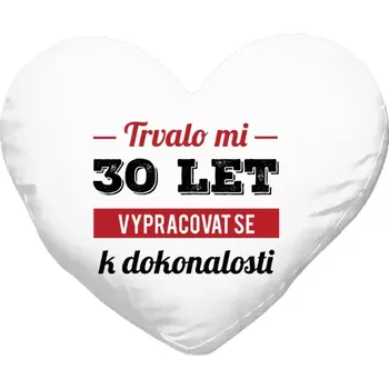 Polštář Polštář srdce 40x35 cm Trvalo mi x let vypracovat se k dokonalosti
