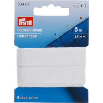 PRYM Bavlněná stuha, 5 m x 15 mm, bílá, karta