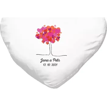 Polštář Polštář na svatbu nebo rozlučku - Strom se jmény - bílý 40 x 35 cm