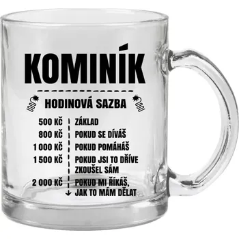 Hrnek 330 ml - skleněný Hodinová sazba - kominík