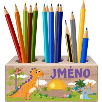 Dřevěná hračka Pastelkovník Dinosauři se jménem