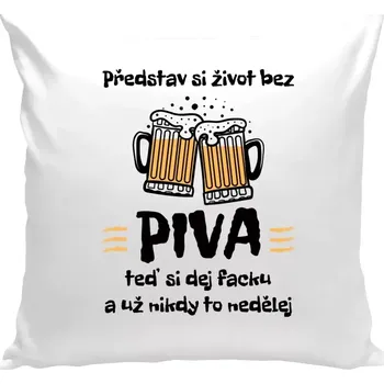 Polštář Polštář bílý 40x40 cm Představ si život bez piva