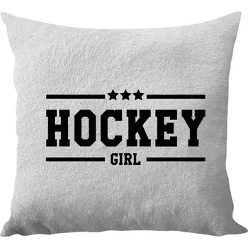 Polštář Polštář bílý 40x40 cm - dlouhý chlup Hockey girl