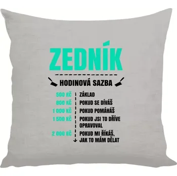 Polštář Polštář lněný 40x40 cm Hodinová sazba - zedník