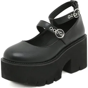 Dámské lodičky Masivní a těžké lodičky na platformě s pásky GoodDayGirl Barva: Černá, Velikost: 43