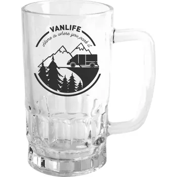 Sklenice Půllitr skleněný Vanlife home