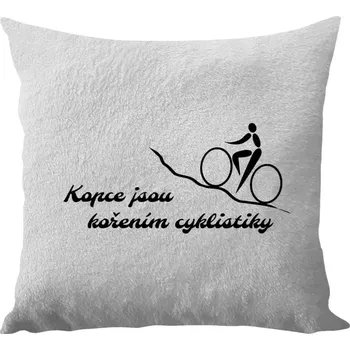 Polštář Polštář bílý 40x40 cm - dlouhý chlup Kopce jsou kořením cyklistiky