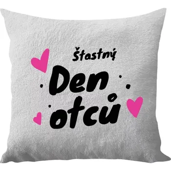 Polštář Polštář bílý 40x40 cm - dlouhý chlup Šťastný den otců - srdce