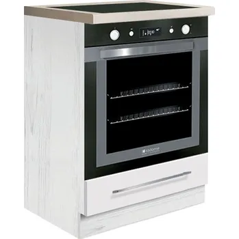 Kuchyňská skříňka Fadome Dolní skříňka pro vestavné spotřebiče kuchyně Creativa 17D-60 Zvolte dvířka: Bílý lesk, Zvolte korpus: Dub sonoma