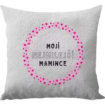 Polštář Polštář bílý 40x40 cm - dlouhý chlup Mojí nejmilejší mamince