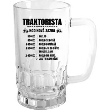 Sklenice Půllitr skleněný Hodinová sazba - traktorista