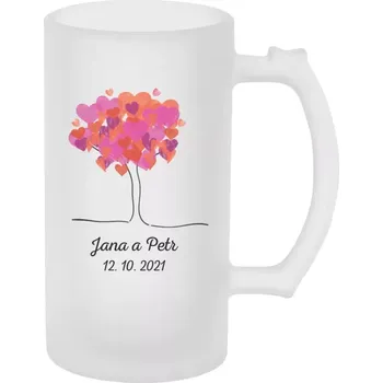 Sklenice Půllitr na svatbu nebo rozlučku - Strom se jmény - matný