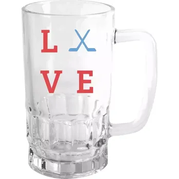 Sklenice Hokejový půllitr - Love - hokejky - čirý