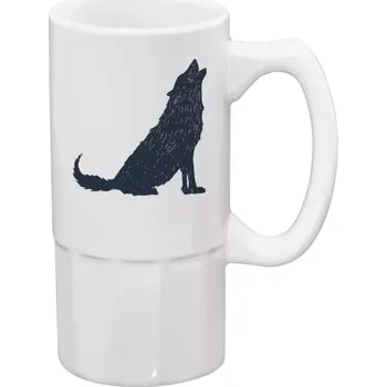 Sklenice Půllitr bílý vysoký Vlk