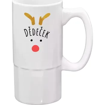 Sklenice Půllitr bílý vysoký Vánoční sob - dědeček