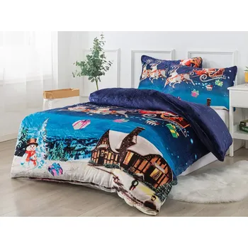 Povlečení Povlečení vánoční mikroplyš exclusive vánoční vesnička