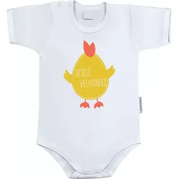 Kojenecký body Dětské body s krátkým rukávem Veselé Velikonoce - kuřátko