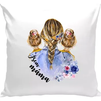 Polštář Polštář bílý 40x40 cm Jsem máma - dvě holky