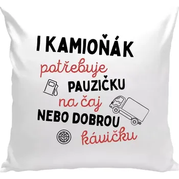 Polštář Polštář bílý 40x40 cm I kamioňák potřebuje pauzičku