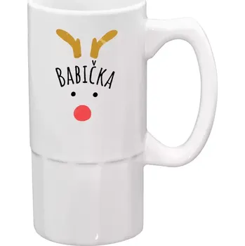 Sklenice Půllitr bílý vysoký Vánoční sob - babička